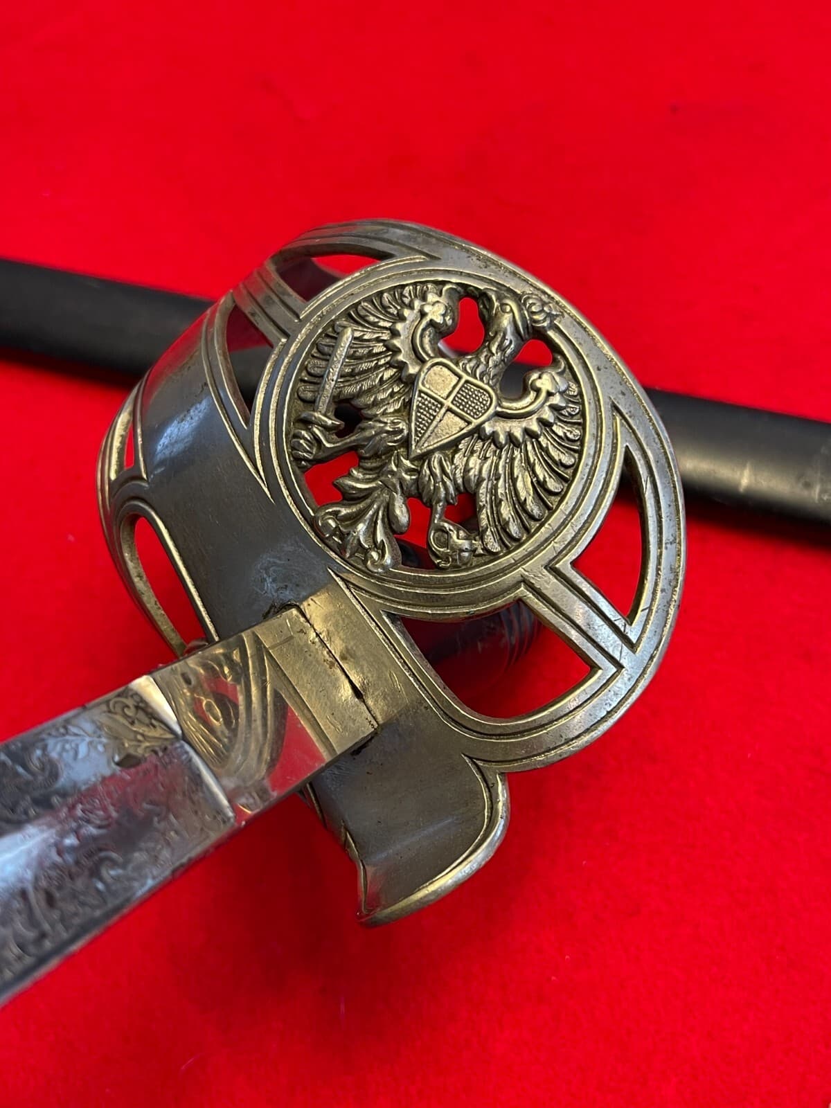 Antique German WW1 Regiment Engraved Cold Blue Blade Sword - 3