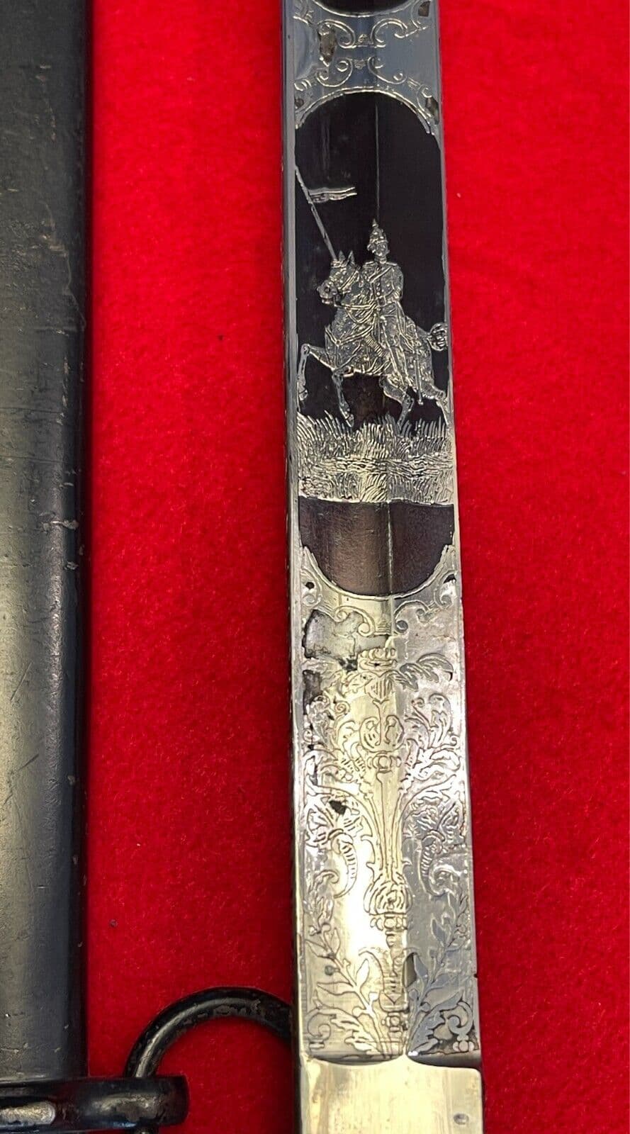 Antique German WW1 Regiment Engraved Cold Blue Blade Sword - 6