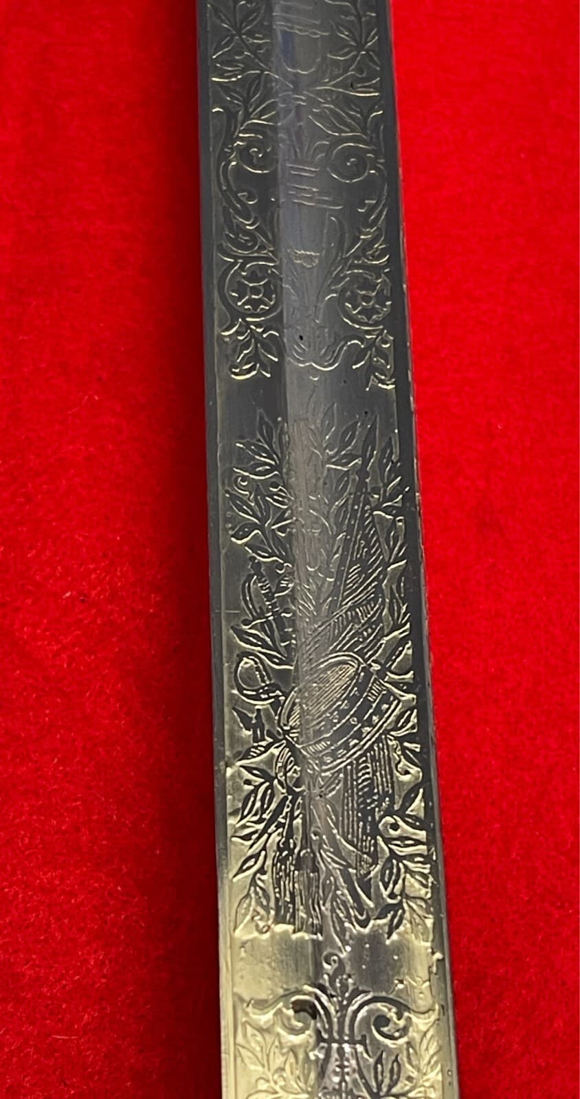 Antique German WW1 Regiment Engraved Cold Blue Blade Sword - 8