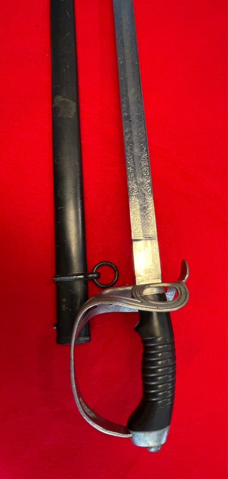 Antique German WW1 Regiment Engraved Cold Blue Blade Sword - 9