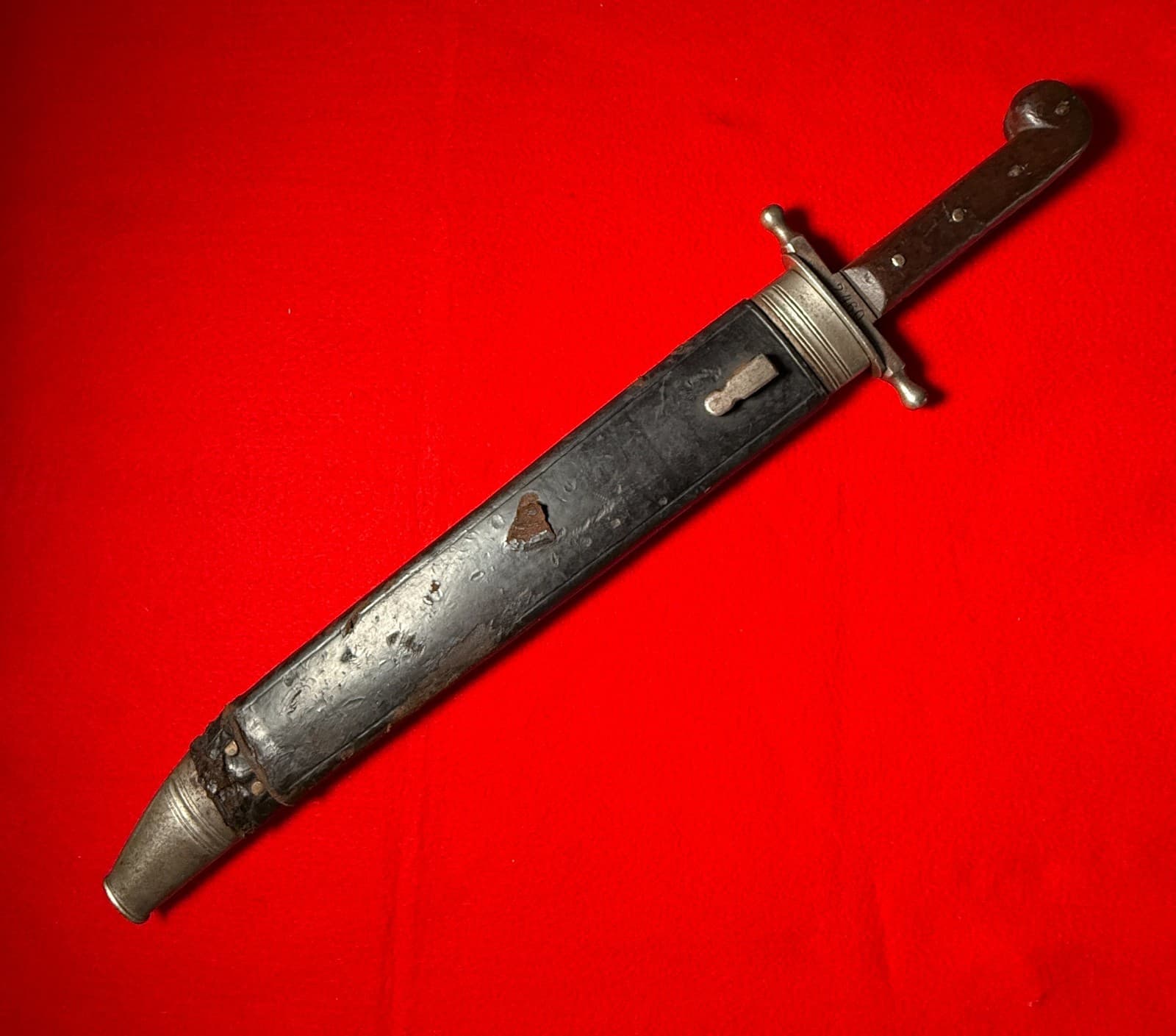 Original Antique Austrian WW1 Short Sword Large Knife with Scabbard - 1