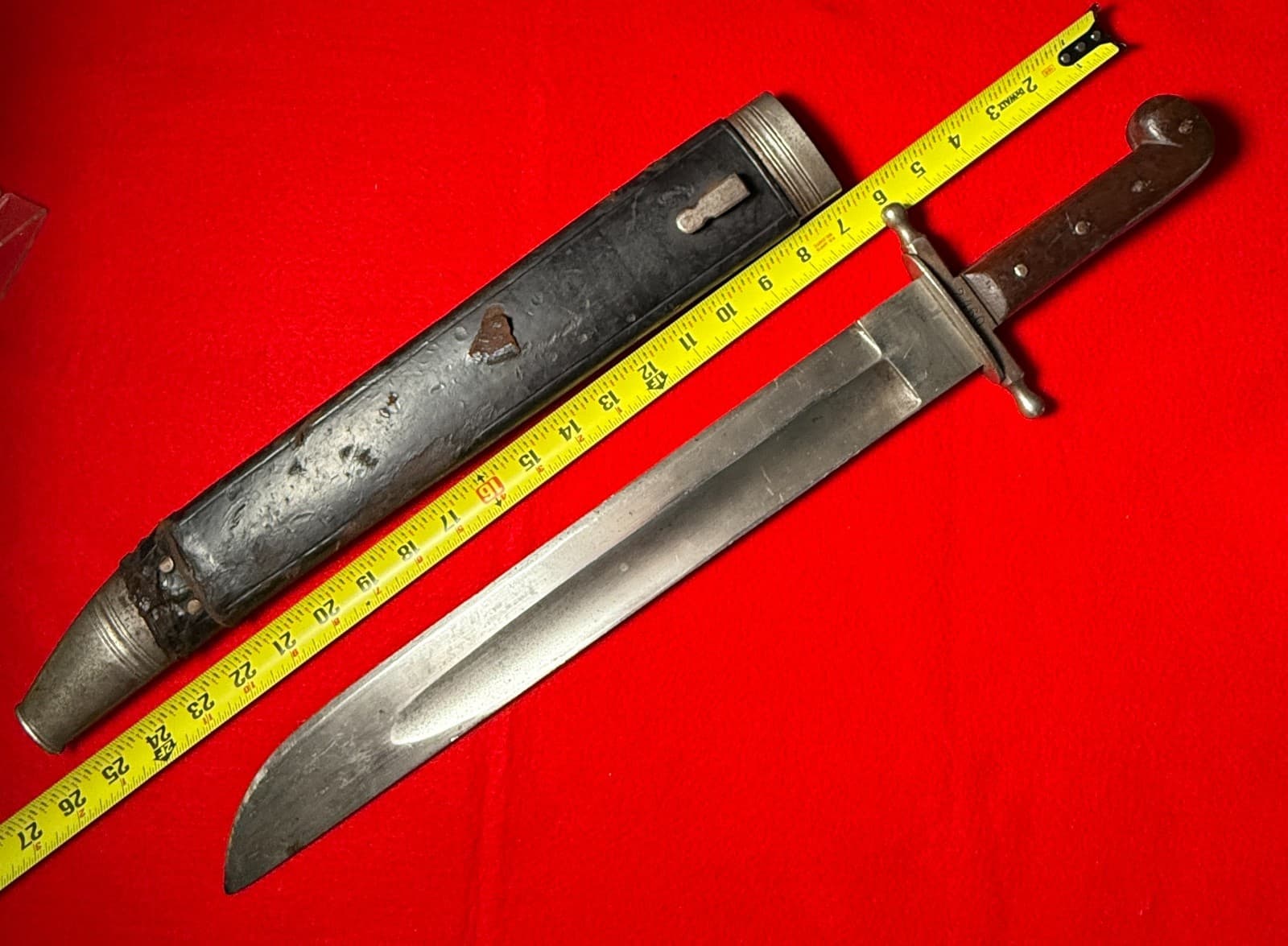 Original Antique Austrian WW1 Short Sword Large Knife with Scabbard - 3