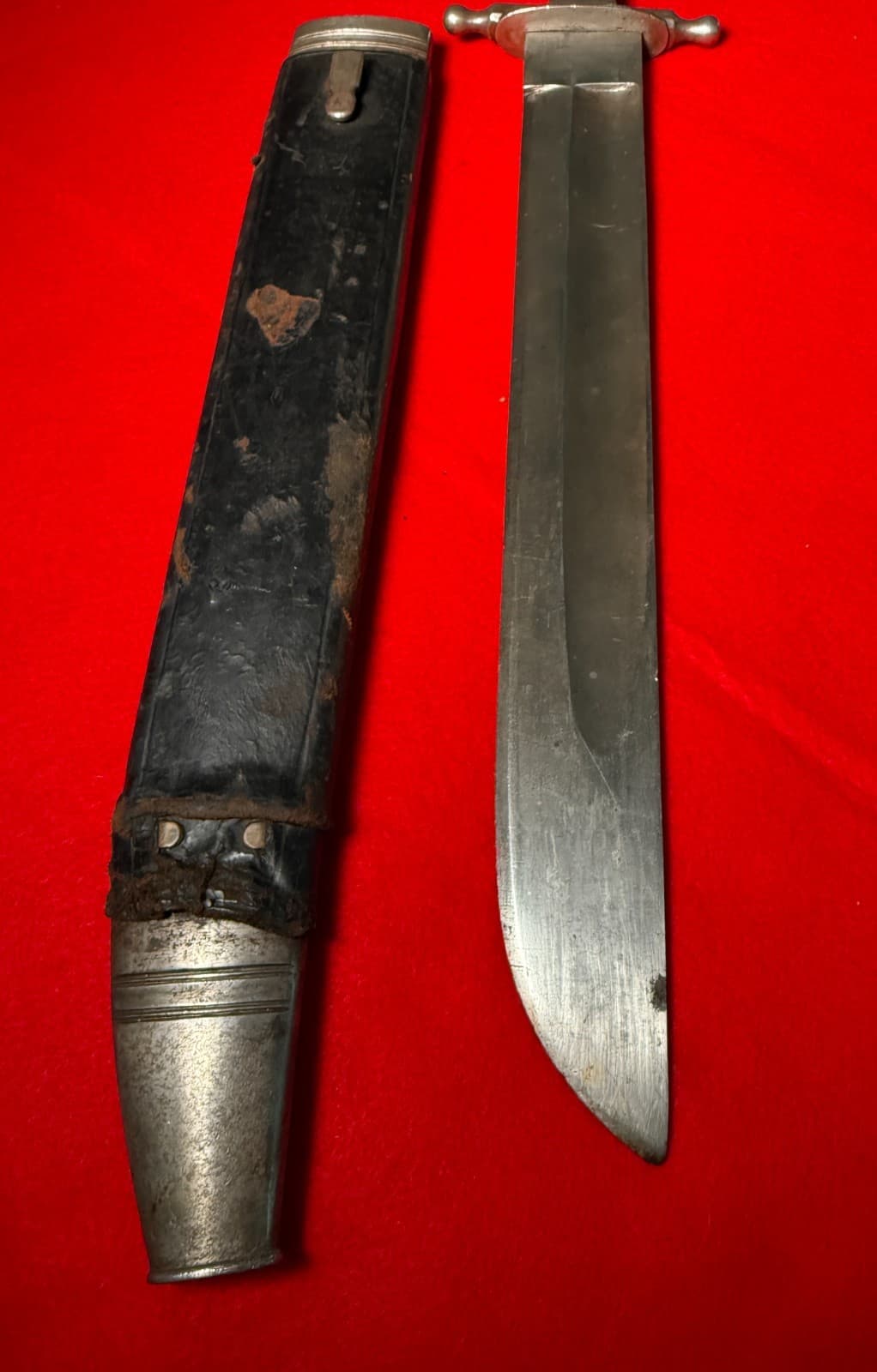 Original Antique Austrian WW1 Short Sword Large Knife with Scabbard - 6