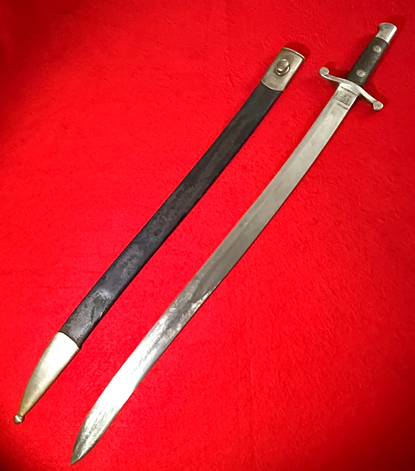 RARE Original Antique WW1 M1873 Spanish Short Artillery Sword - 1